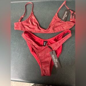 Brand NWT Triangl bikini size medium- red w hints of gold